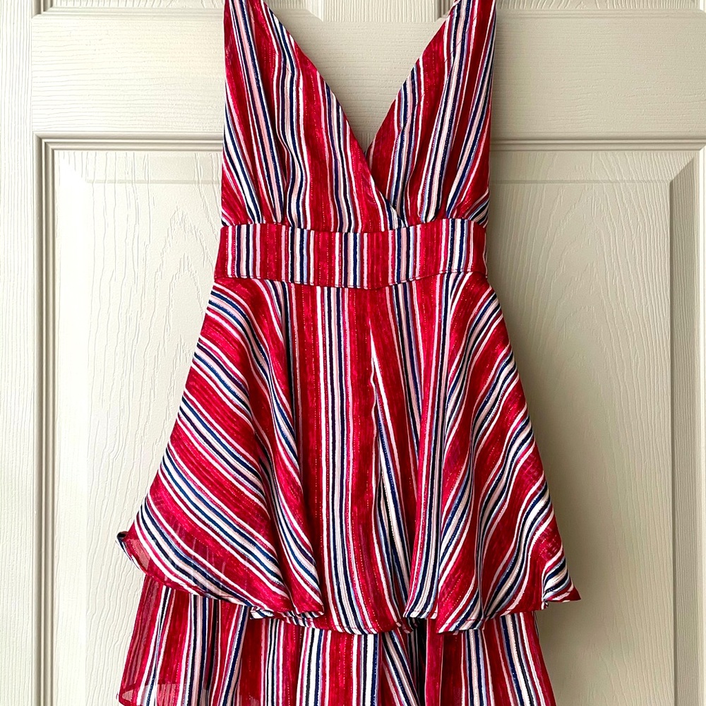 Red Striped Spaghetti Strap Romper